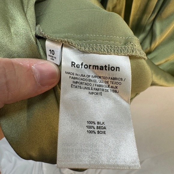 Reformation Oaklie Silk Slip Midi Dress Artichoke Green Size 10 - Picture 10 of 14